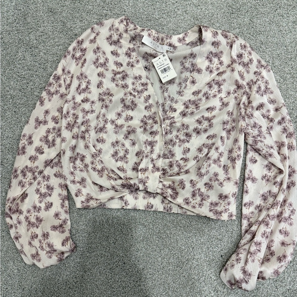 Astr Purple Floral Women's Blouse